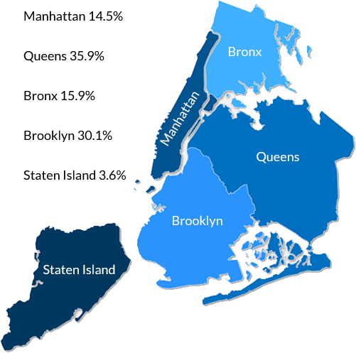Map of where immigrants live in New York City